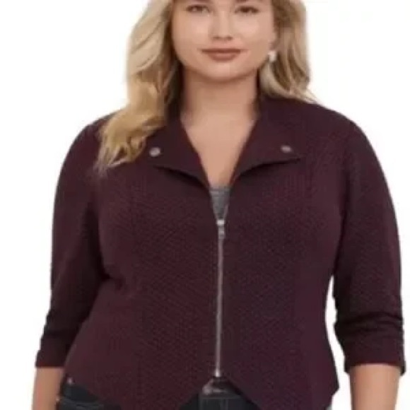 Torrid Purple Jacquard Knit Blazer Zipper Plus Size 4X NWT - Picture 2 of 11